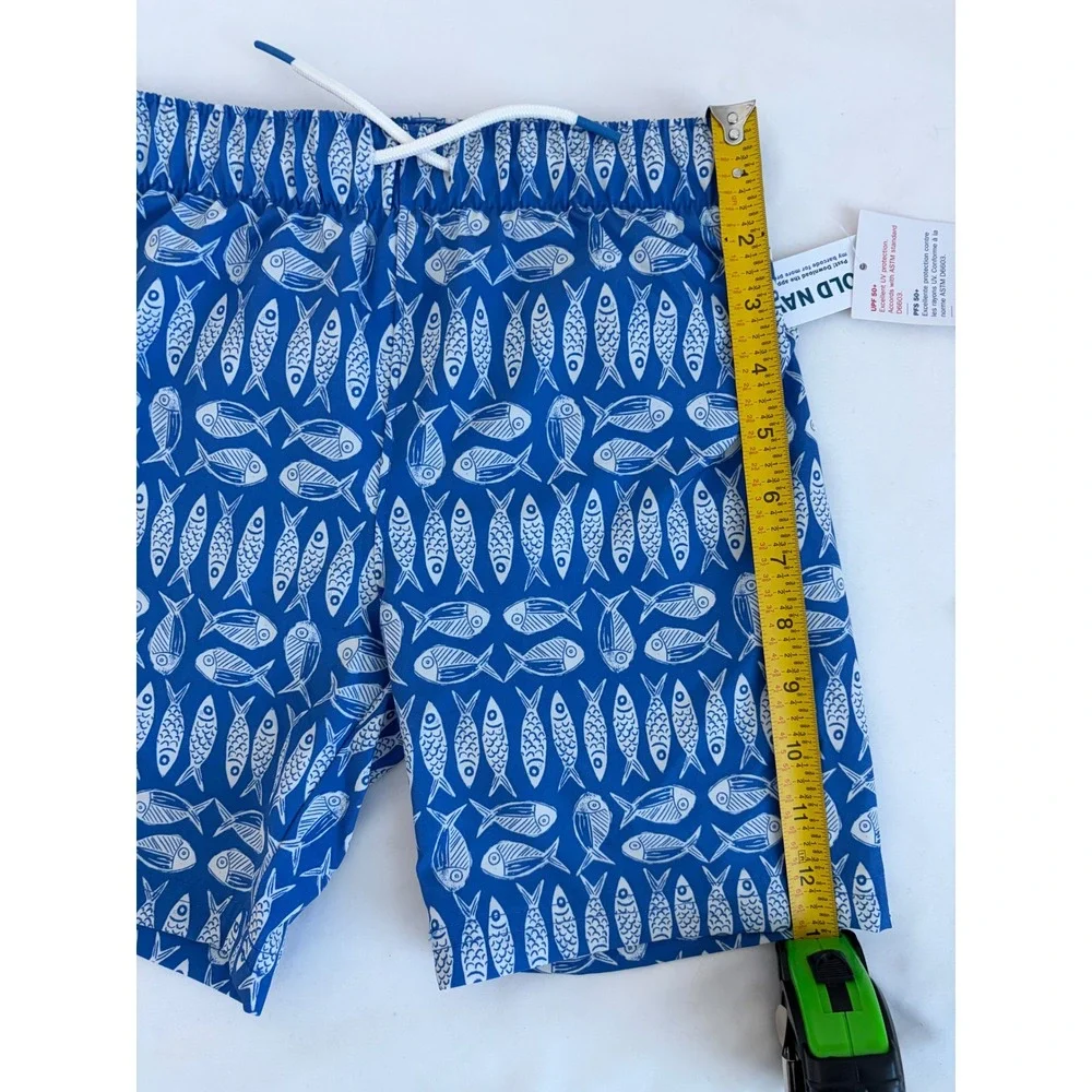 Old Navy Boys Blue White Fish Print Swim Trunks UPF 50 Size 5T NEW